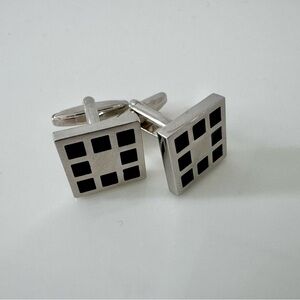 Silver and Black Square Cufflinks